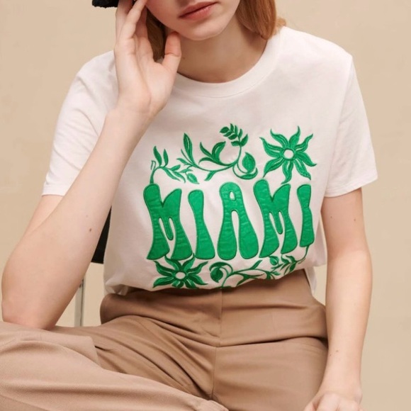 Maje Parisian Chic Miami Short Sleeve Tee - Picture 1 of 14